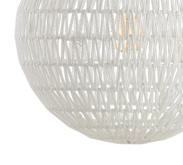 Luna 15.75" Bohemian Modern Woven Rattan/Iron LED Pendant - JONATHAN Y